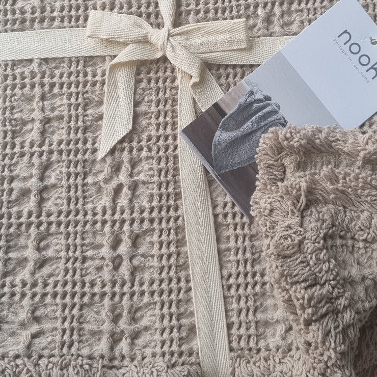 Pleds PICK, 100% kokvilna, bēšs