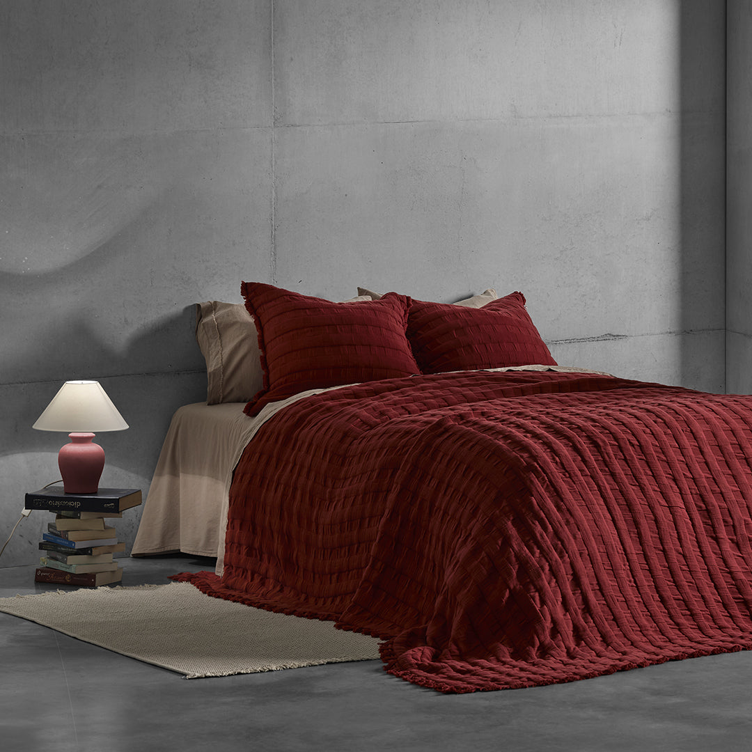 gultas pārklājs MALTHE, 100% BCI cotton, red, sarkans, intrejerā