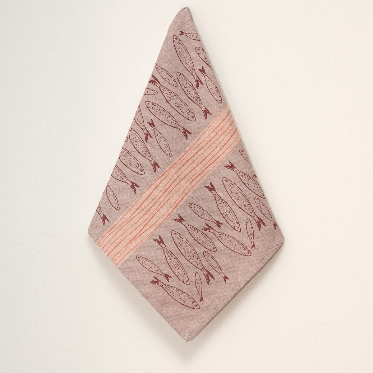 Oranžā tonī virtuves dvielis ar zivs ilustrācijām, 50×70, 100% kokvilna