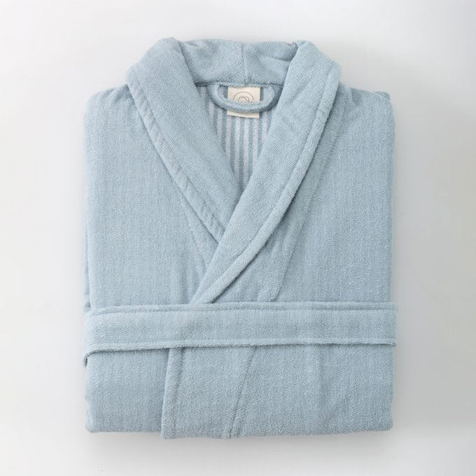 frotē halāts EFFICIENCE STRIPES, 100% kokvilna, ar svitrainām detaļām, capri, gaiši zils