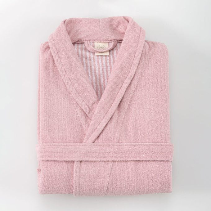 frotē halāts EFFICIENCE STRIPES, 100% kokvilna, ar svitrainām detaļām, flamingo, roza