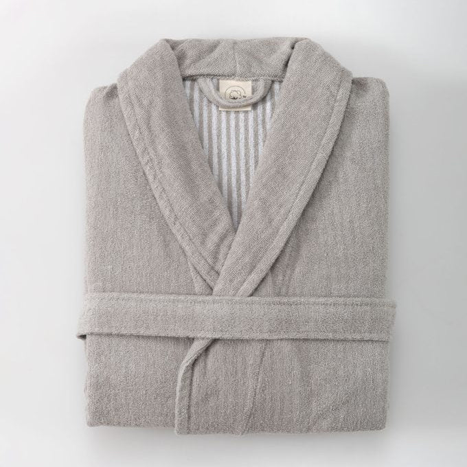 frotē halāts EFFICIENCE STRIPES, 100% kokvilna, ar svitrainām detaļām, lunar, pelēks