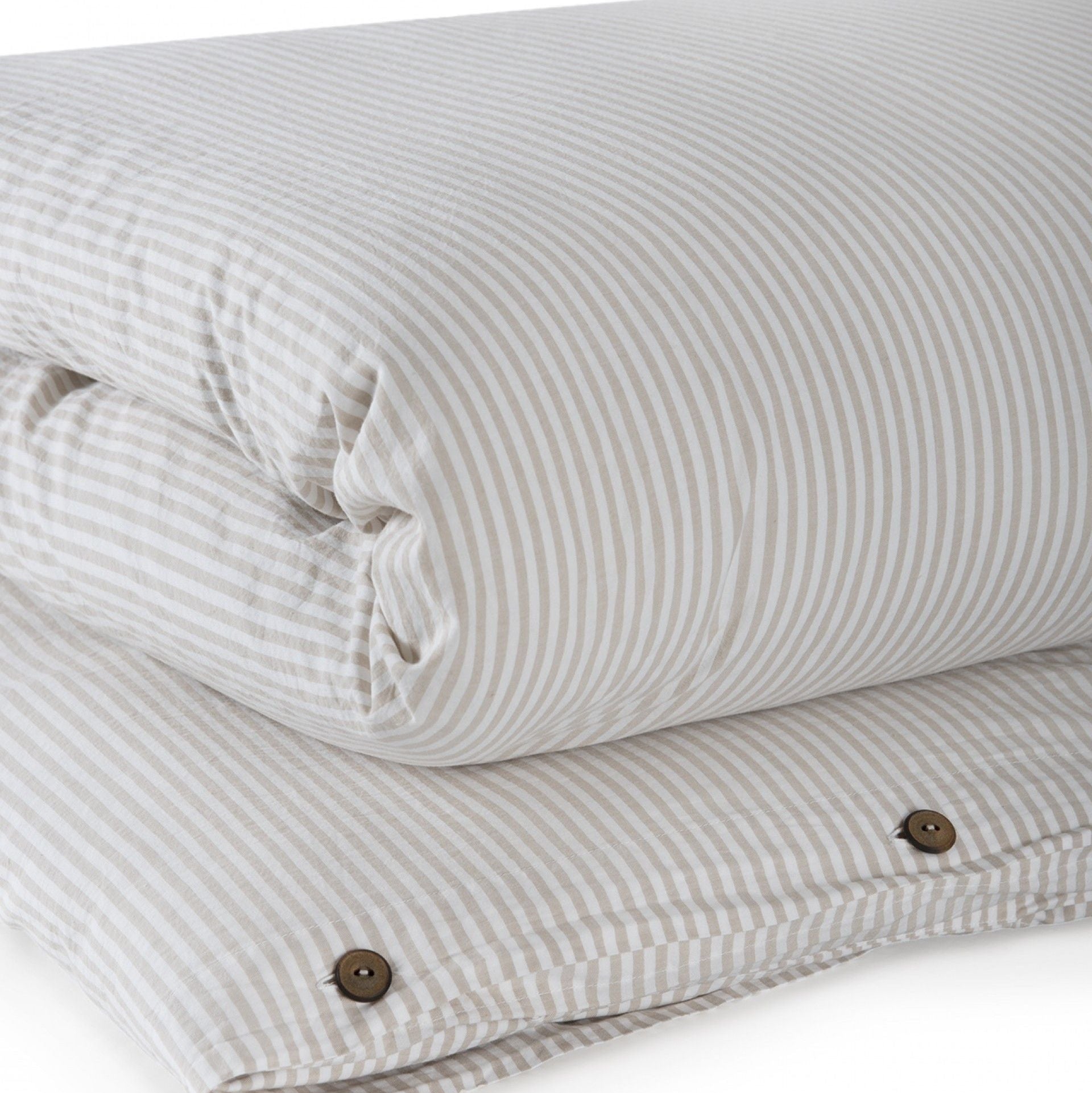 gultas veļa MARIS, 100% kokvilna, bēšīgās un baltās strīpas