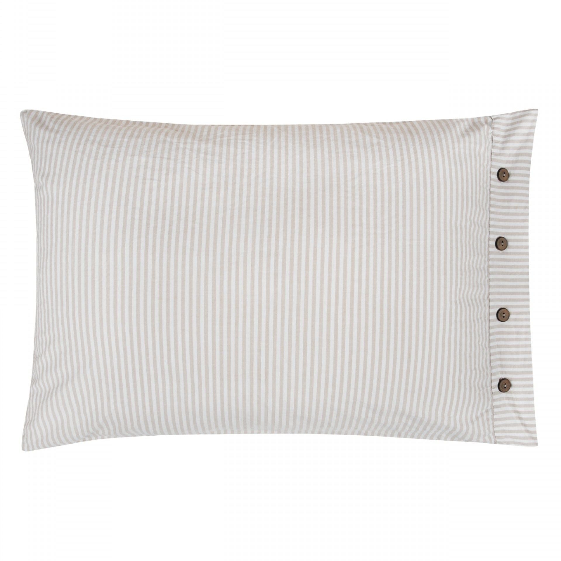 spilvendrāna oxford ar pogām MARIS, 100% kokvilna, bēšīgās un baltās strīpas,