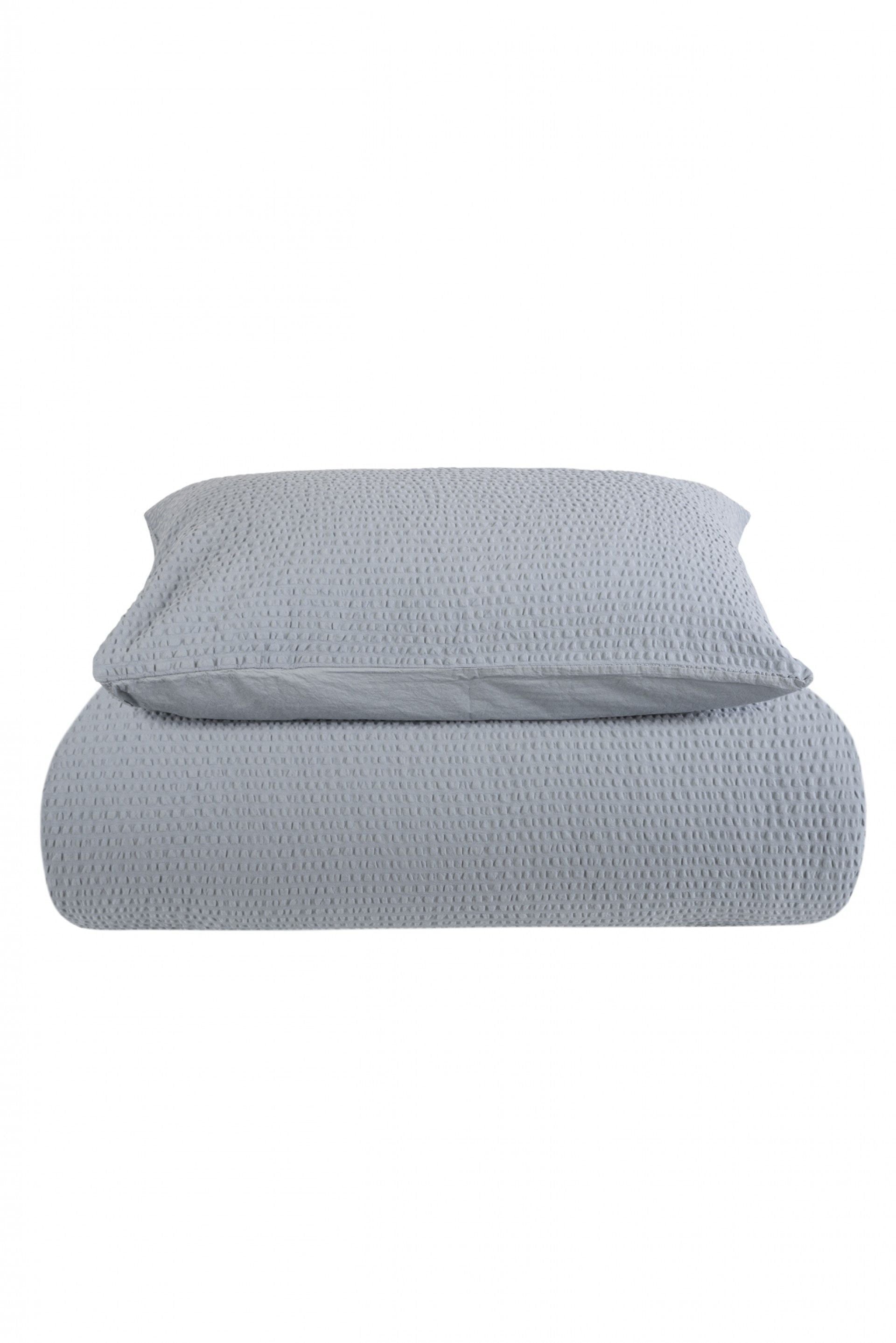 gultas veļa PALMA, 100% kokvilna, seersucker, pelēk zila