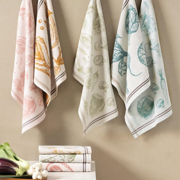 Virtuves dvieļi VEG, 100% kokvilna, dažādas krāsas, interjerā