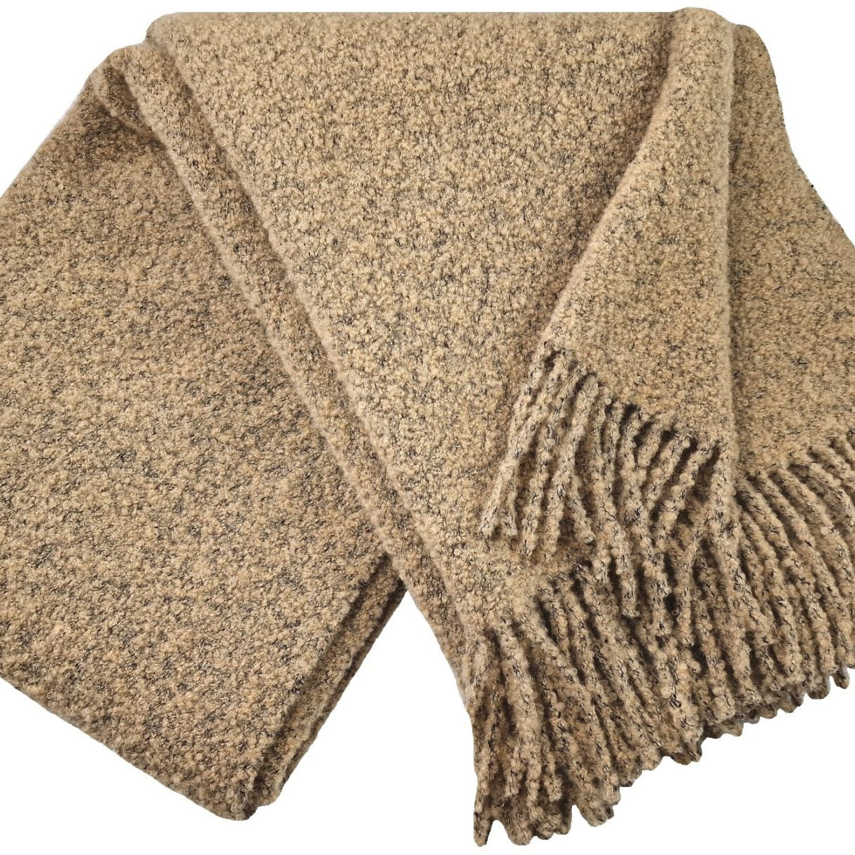 Pleds VENICE BUKLE, 100% vilna, 400g/kvm, buklē tekstura, bēšs