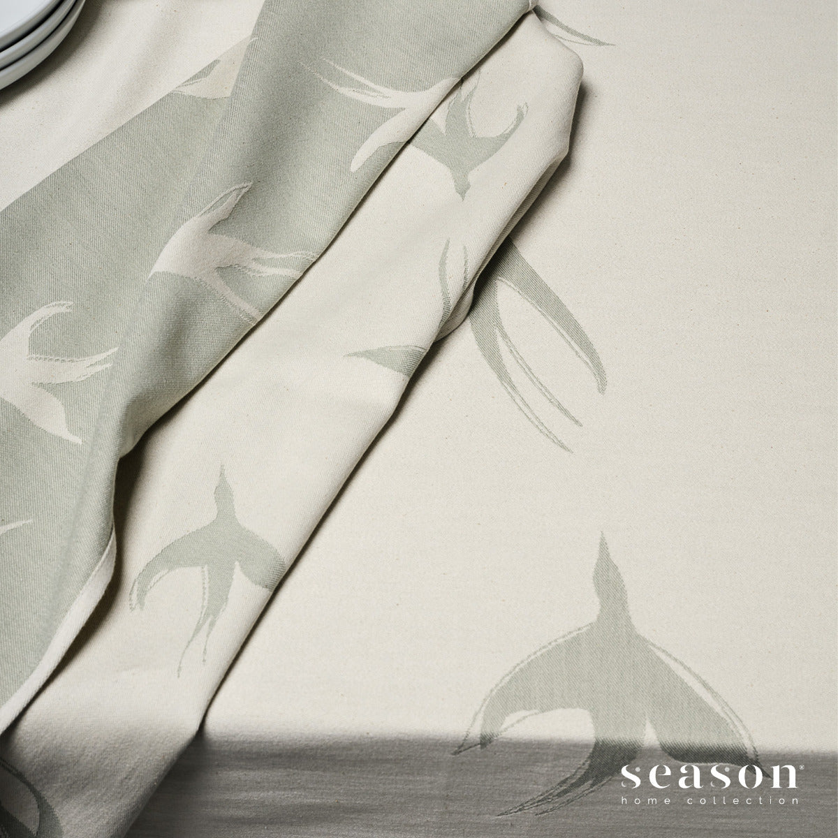 galdauts ANDOLINHA, 100% BCI kokvilna, zaļs ar lakstigālu rakstu