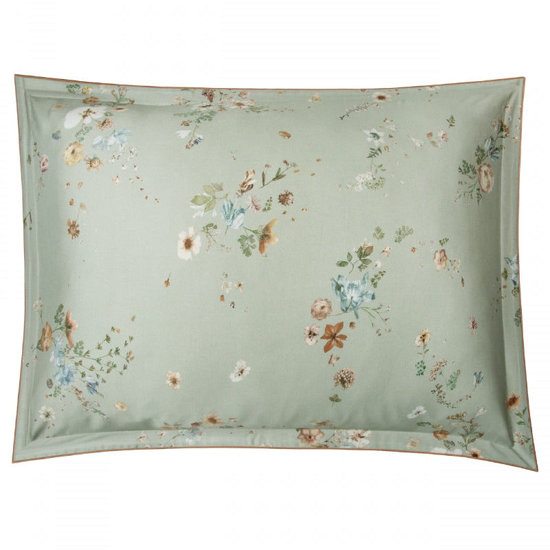 spilvendrana BRISE, 100% kokvilna, 300TC satīns, olīvzaļa ar ziedu rakstu