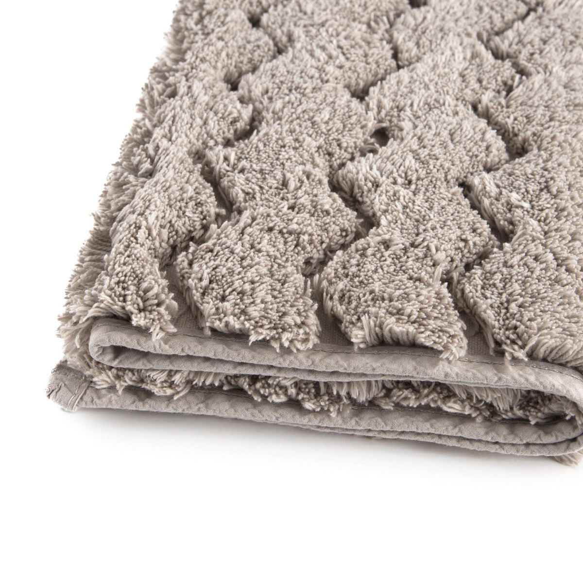 Biezs frotē vannas paklājs CHEVRON, 100% kokvilna, zero twist, fog, pelēk bēšs