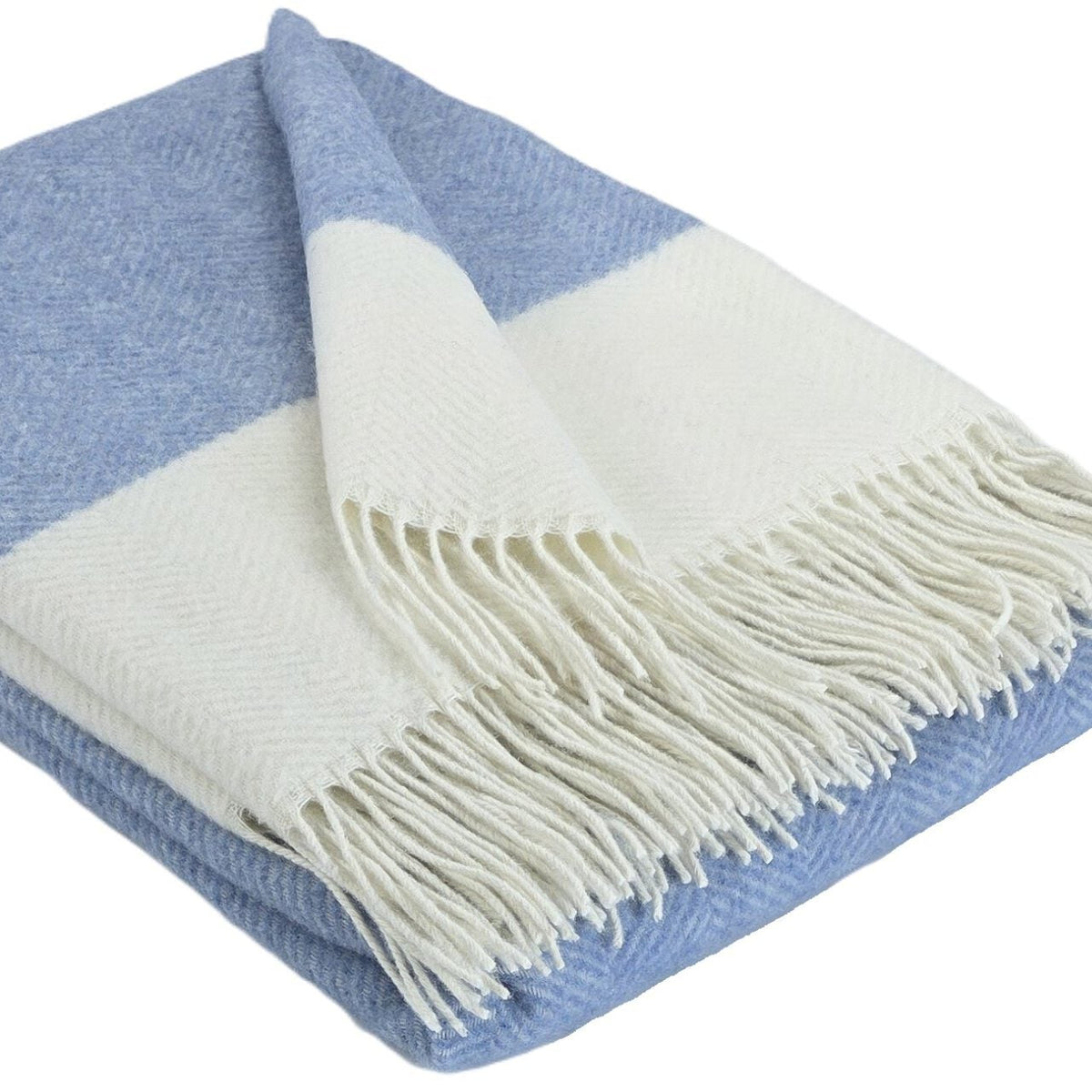 FARO M 90% merino 10% kašmira pledfs 140x200 zils ar baltu malu