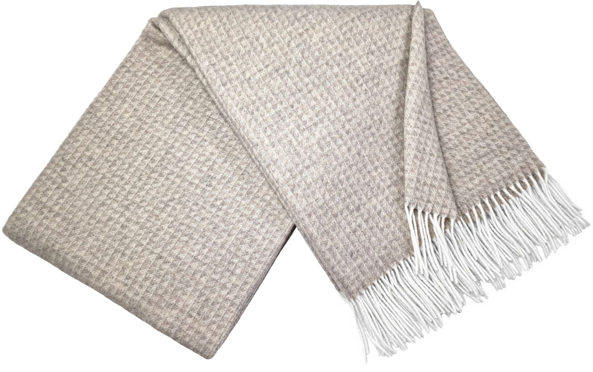 Pleds FARO D, 140x200, 90% merino vilna, 10% kašmirs, bēšs-pelēks