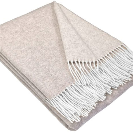 Pleds FARO DUO, 140x200, 90% merino vilna, 10% kašmirs, bēšs-pelēks