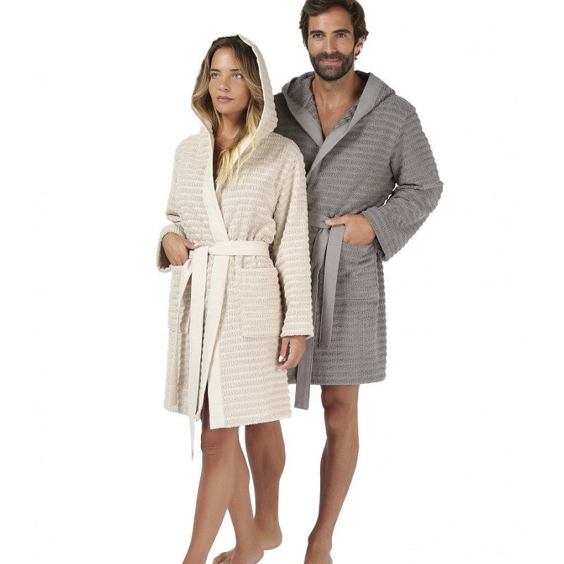 frotē halāts SWELL, 100% kokvilna, 400 g/kvm, teksturēts, pelēks, bēšs