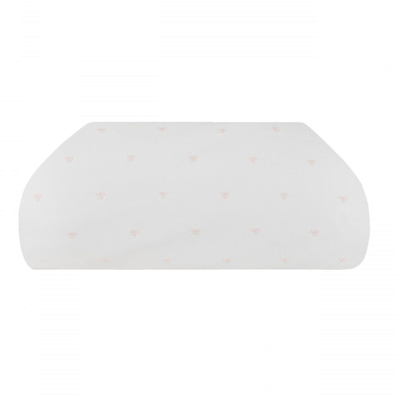 mazuļu segas pārvalks IRIS, 100% organiskā kokvilna, 200TC perkals, balts ar izšūtiem elementiem rozā krāsā