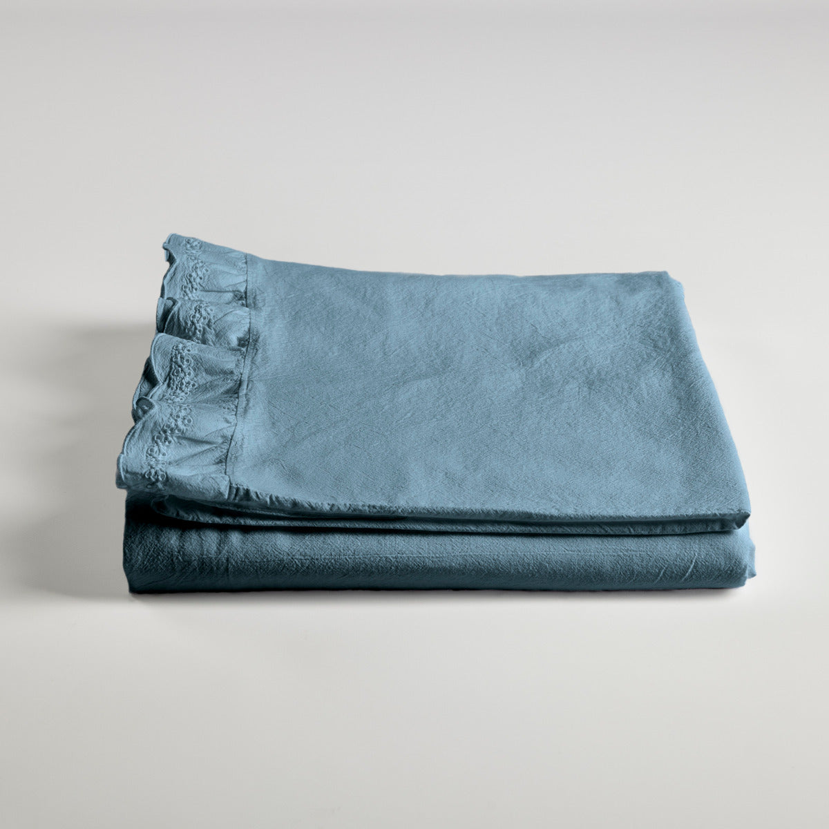 gultas veļa LOVIN, 100% BCI cotton, ar volāniem, zila