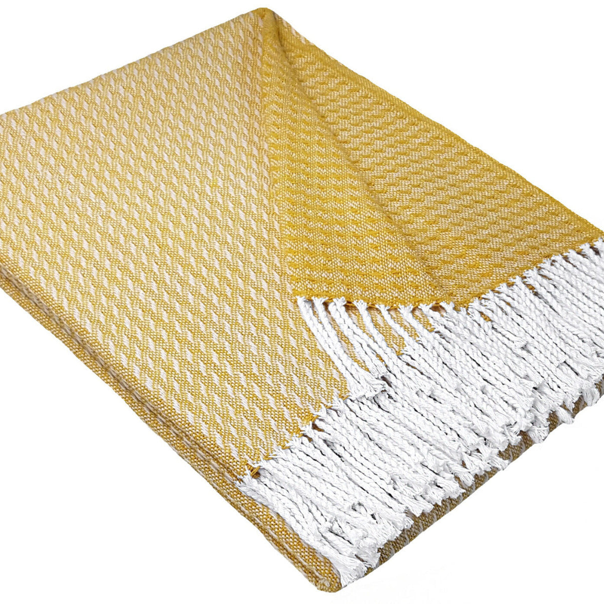 Pleds MALTA ,70% kokvilna 30% polesters, ar bārksti, dzeltens