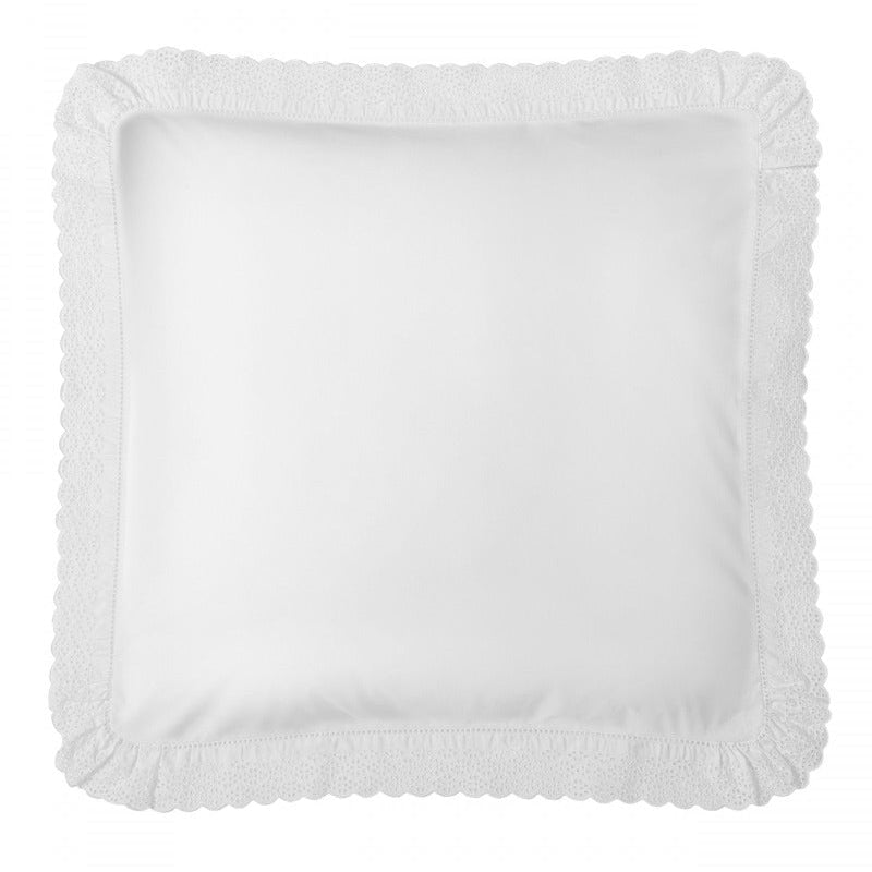 spilvendrāna oxford MARIA, 100% kokovilna, 200TC perkals, ar izšuvumu un volāniem, balta