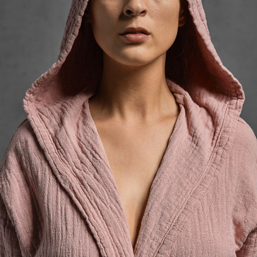 Peldmētelis ar kapuci PUNTO, 100% BCI cotton, pink, rozā