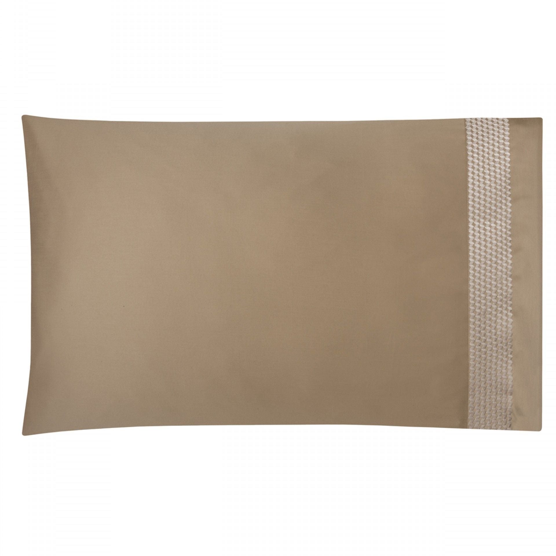 spilvendrāna ROSSIO 100% kokvilna, 300TC satīns,ar izšuvumu, haselnut bēšīgi brūna