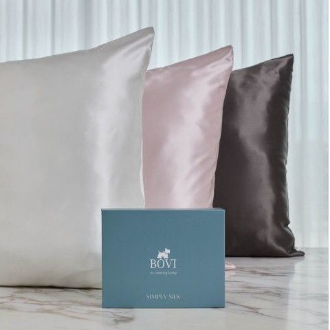 Zīda spilvendrāna SIMPLY SILK, 100% mulberry silk 19 momme, pearl, pink. dark grey