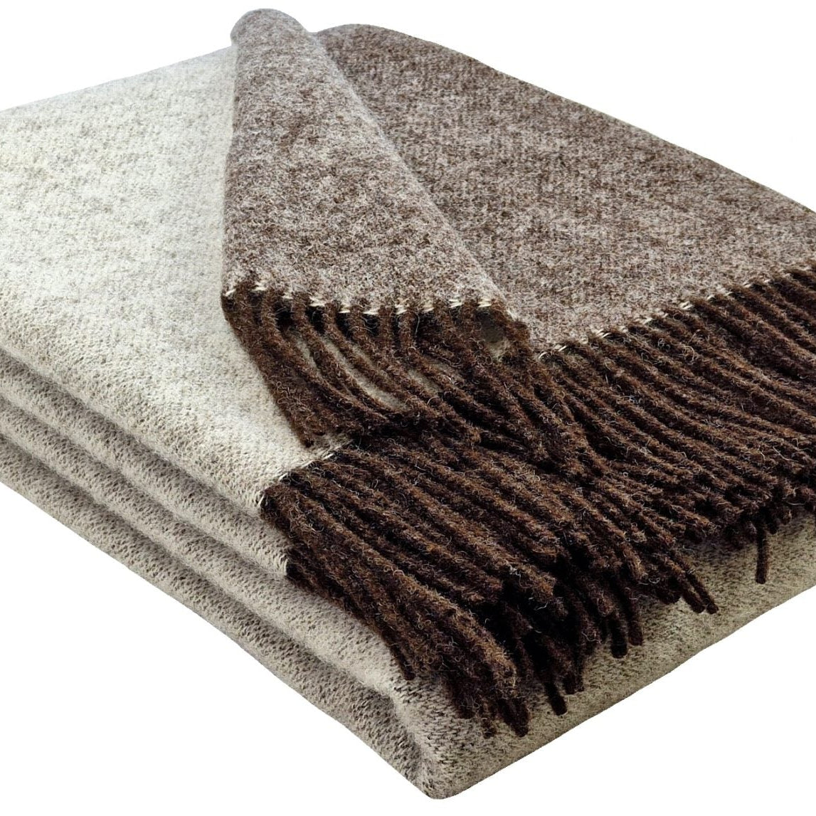 Vilnas pleds TIROL, 140x200, 100% vilna, 340 g/kvm, divpusējs, brūns-balts