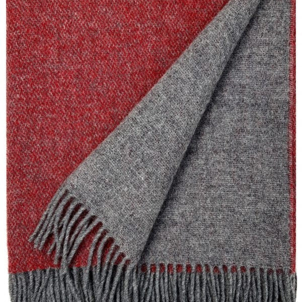 Vilnas pleds TIROL, 140x200, 100% vilna, 340 g/kvm, divpusējs, sarkans-pelēks