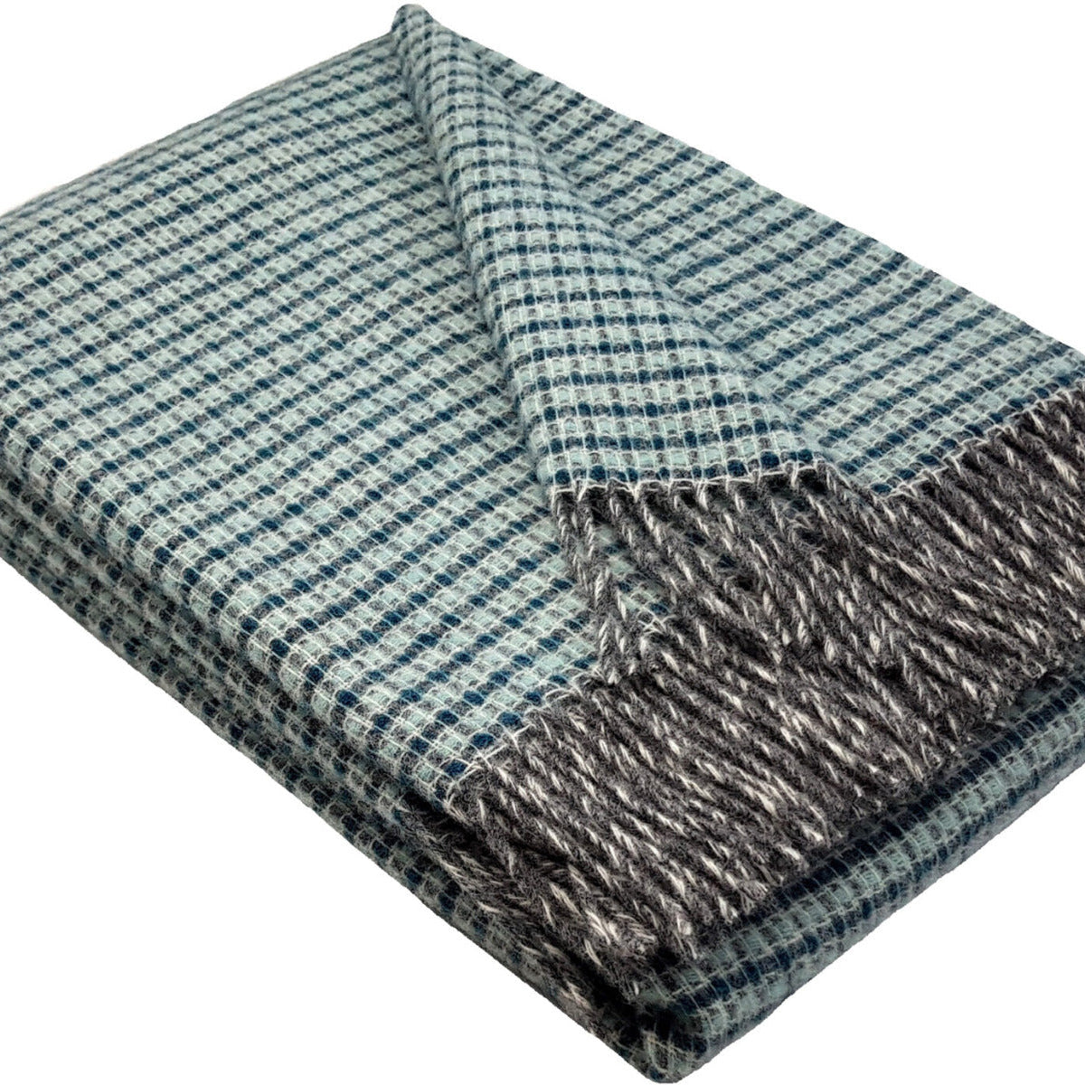 Vilnas pleds TIROL R turkis grey 140x200 100% vilna