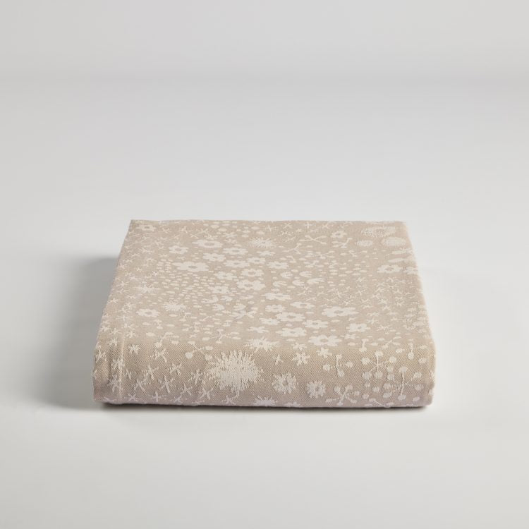 galdauts WILD ONE, 100% BCI cotton, bēšs ar balto ziedu rakstu