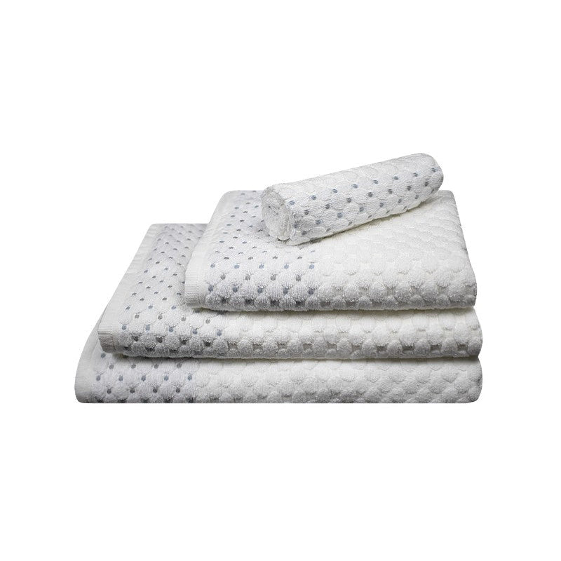 Frotē dvieļi SOFT, 100% kokvilna, 500g/kvm, balti ar ziļām punktiņām