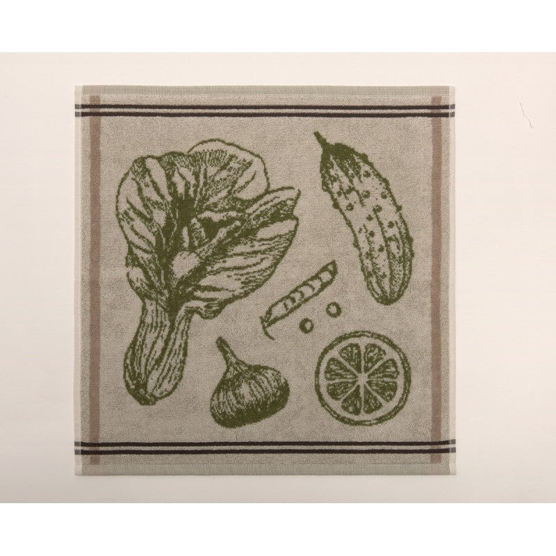 Virtuves dvielis VEG, 100% kokvilna, 440 g/kvm, frotē audums, 50x50 roku dvielis, zaļš