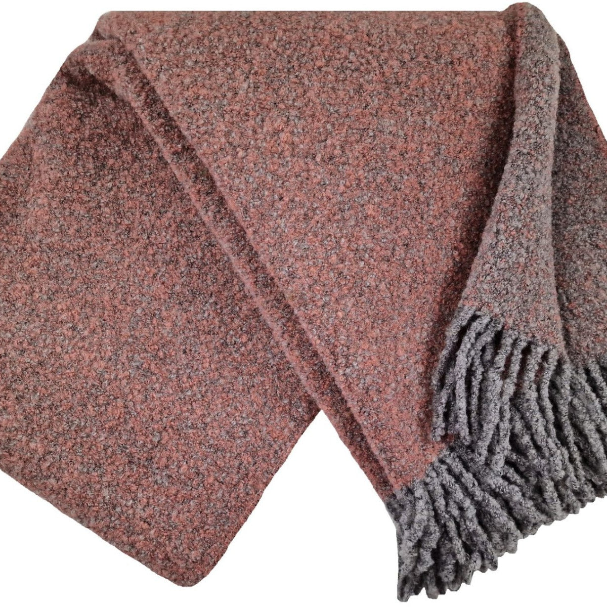 Pleds VENICE BUKLE, 100% vilna, 400g/kvm, buklē tekstura, mauve-pelēks