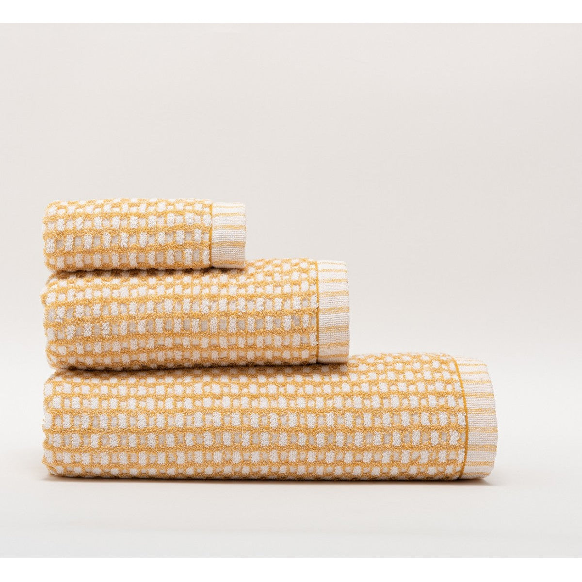 Frotē dvieļi GLOW, 100% kokvilna, 500g/kvm, terksturēti, balti-dzelteni