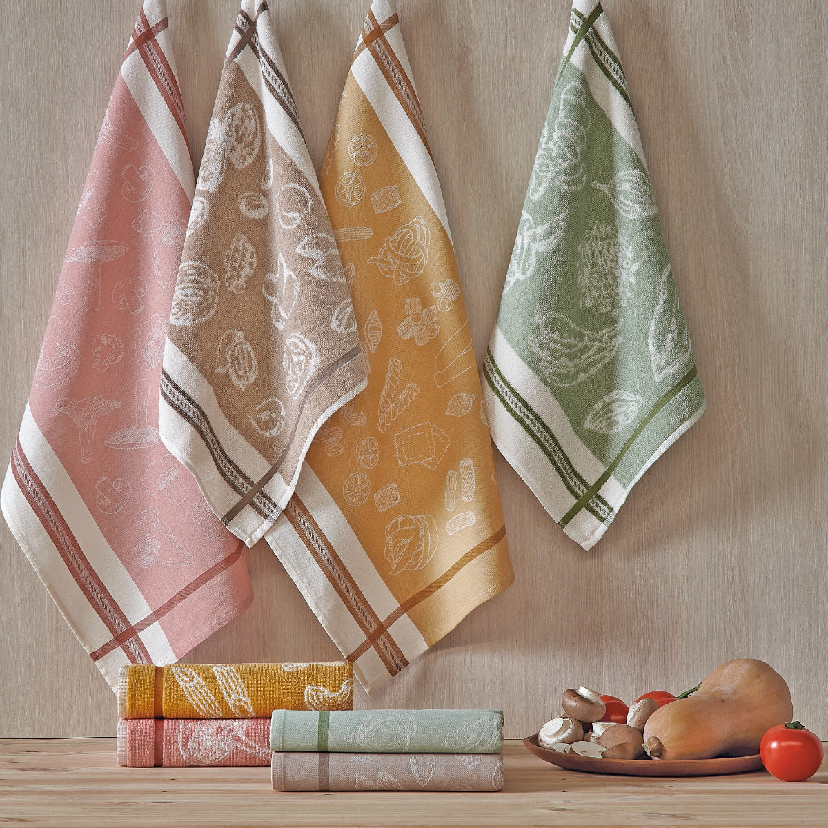 Virtuves dvieļi ZUCCA, 100% kokvilna, dažādas krāsas, interjerā