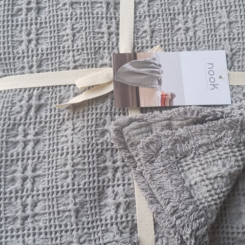 Pleds PICK, 100% kokvilna, pelēks