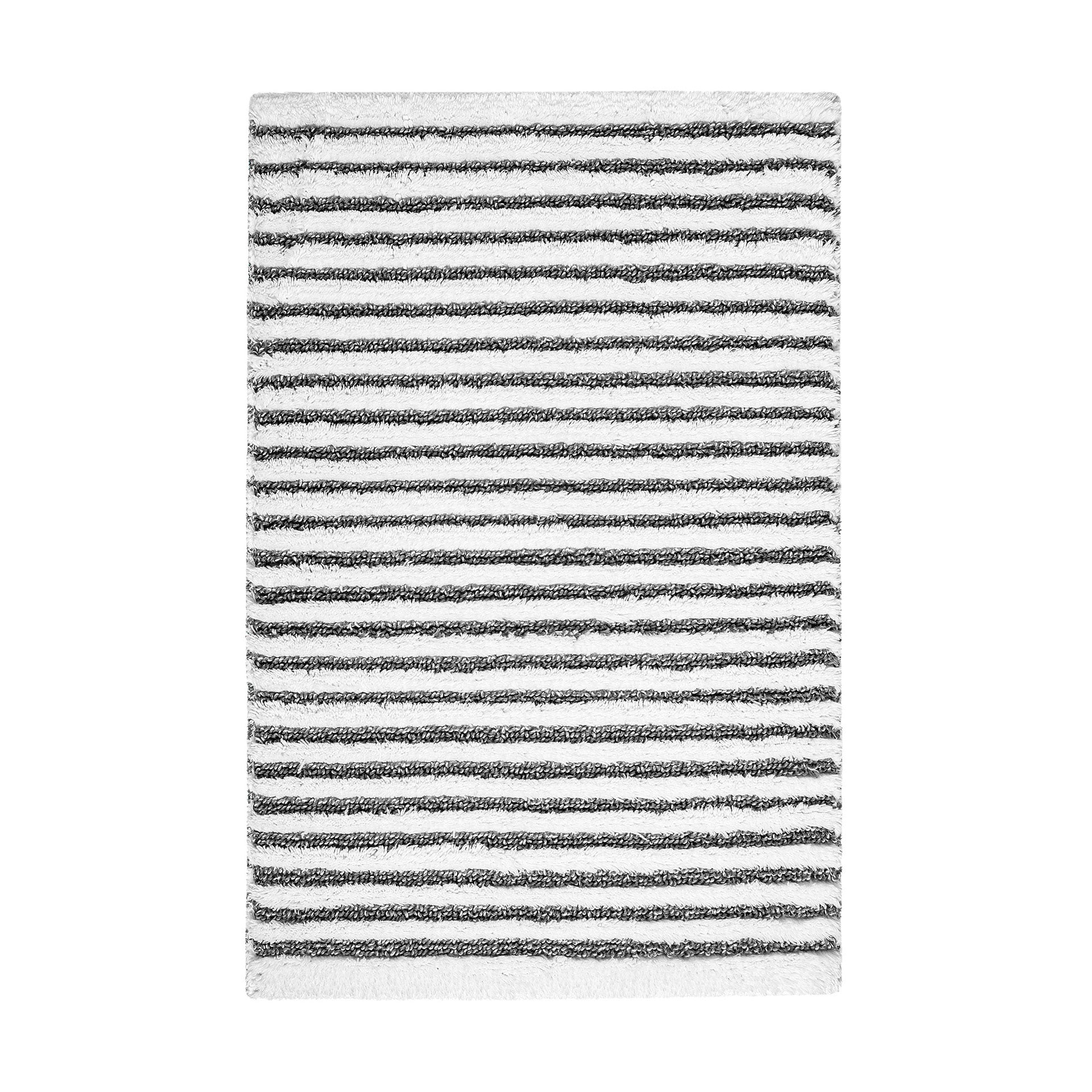 Frotē biezs vannas paklājs New York, 100% kokvilna, 550g/kvm, svītrains, magnetic grey, balts/pelēks, interjerā