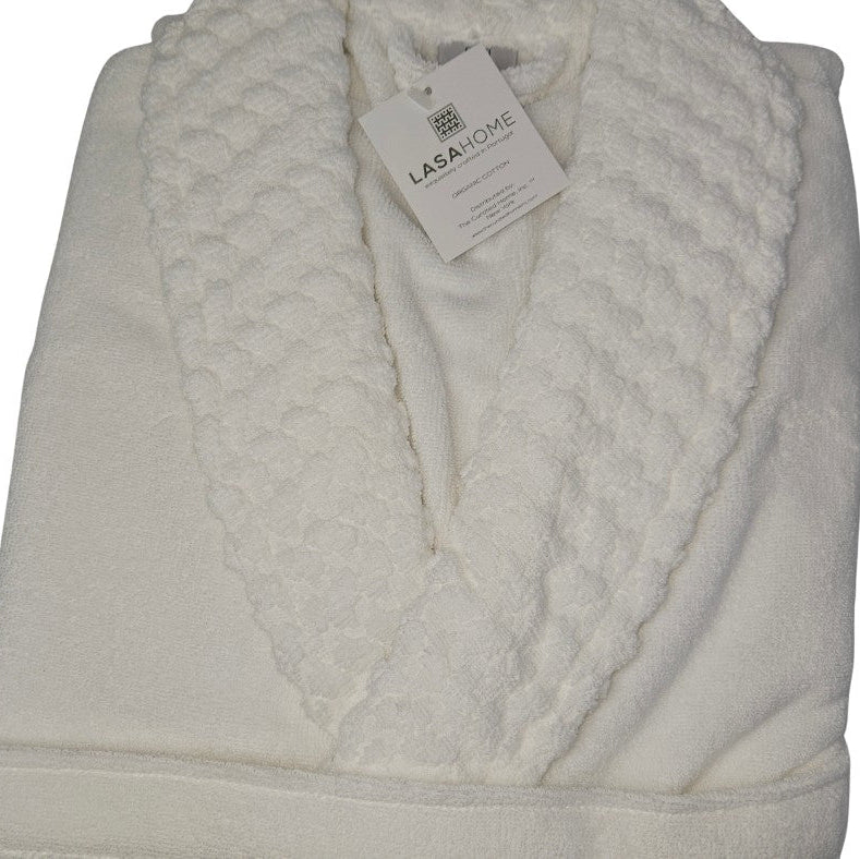 Frotē halāti PICO, 100% lomg staple combed organic cotton, 100% ilgo šķiedru ķemmētā organiskā kokvilna, 600g/kvm, dekoratīva apdare apkaklē un aprocē, balts