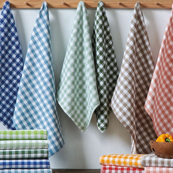 Virtuves dvieļi PURE SQUARES, 100% kokvilna, rūtiņu, dažādas krāsas, interjerā