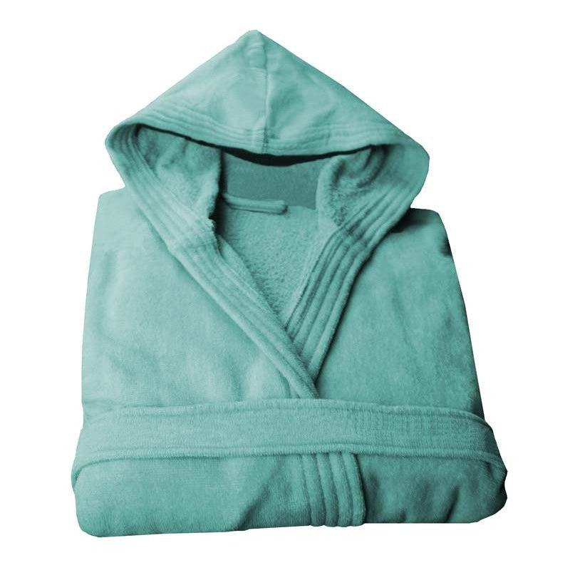 velūra bērnu halāts ar kapuci COOL, 100% kokvilna, 300 g/kvm, velūrs-frotē, aqua, zaļš-zils