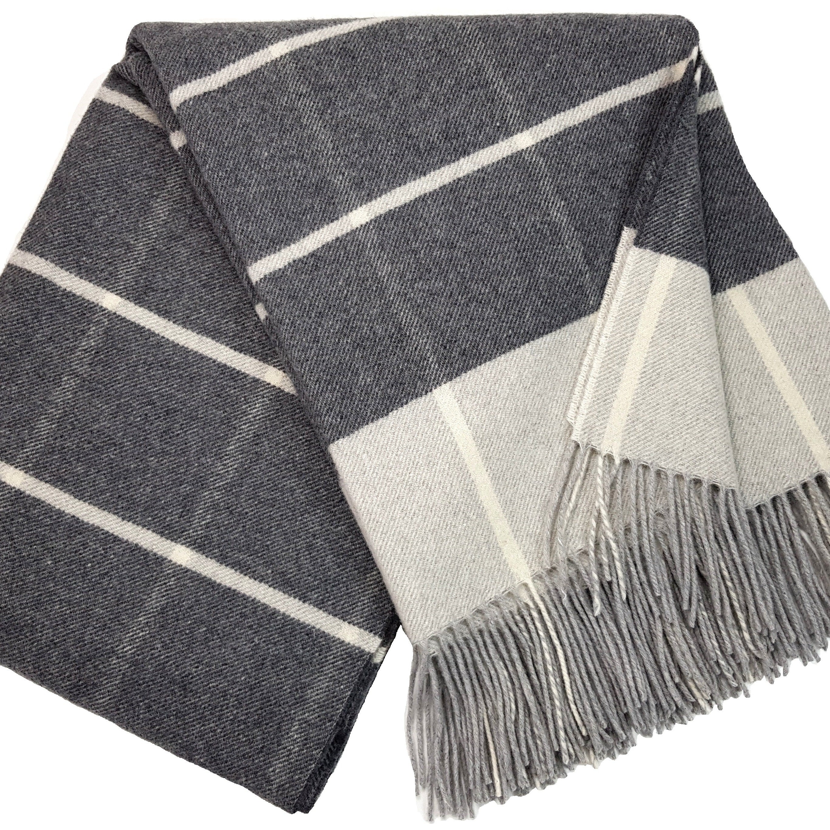 Pleds FARO rūtiņu, 140x200, 90% merino vilna, 10% kašmirs, tumši pelēks