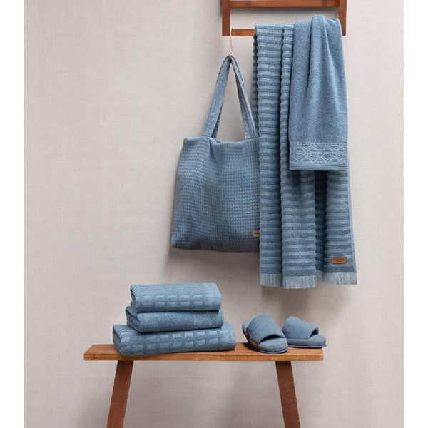 frotē dvieļu kolecija DENIM, 100% kokvilna, 520 g/kvm, denim zils, interjerā