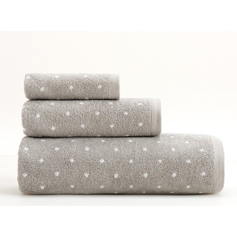 Frotē dvieļi EFFICIENCE DOTS, 74% kokvilna, 20% pārstrādāta kokvilna un 6% citi, 520g/kvm, lunar, pelēks ar punktiņām