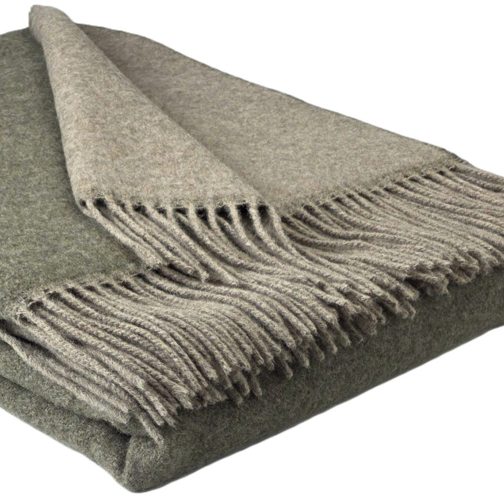 Pleds FARO DUO, 140x200, 90% merino vilna, 10% kašmirs, brūni-olīvu