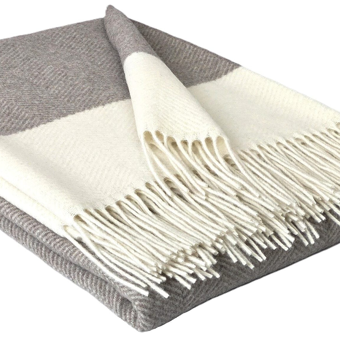 FARO M 90% merino 10% kašmira pleds 140x200 brūns ar baltu malu