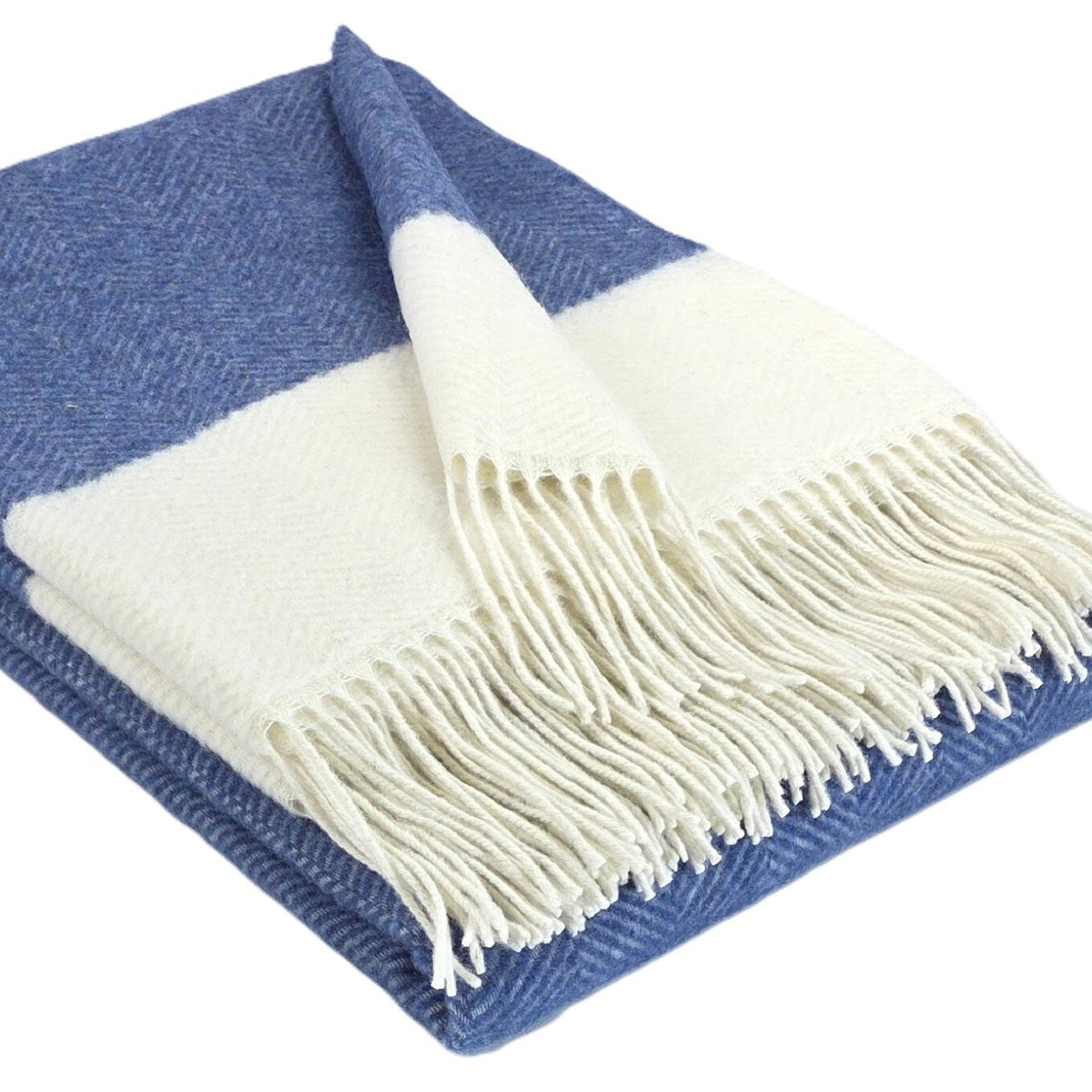 FARO M 90% merino 10% kašmira pleds 140x200 tumši zils ar baltu malu