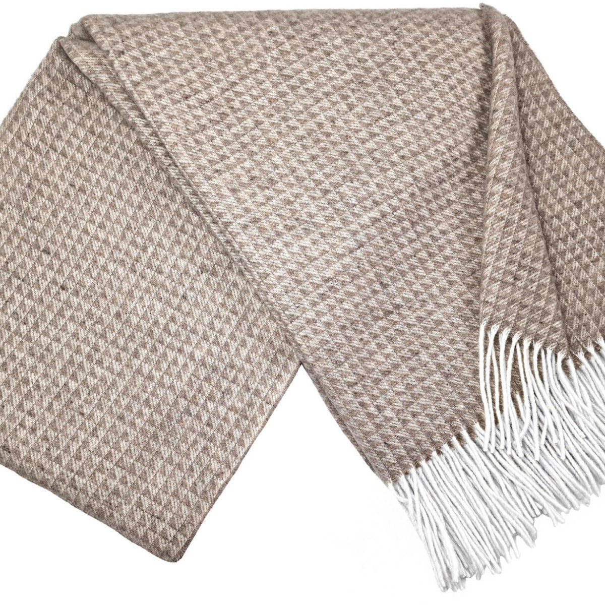 Pleds FARO D, 140x200, 90% merino vilna, 10% kašmirs, bēšs-brūns