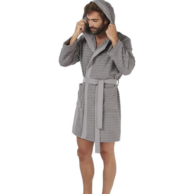 frotē halāts SWELL, 100% kokvilna, 400 g/kvm, teksturēts, pelēks