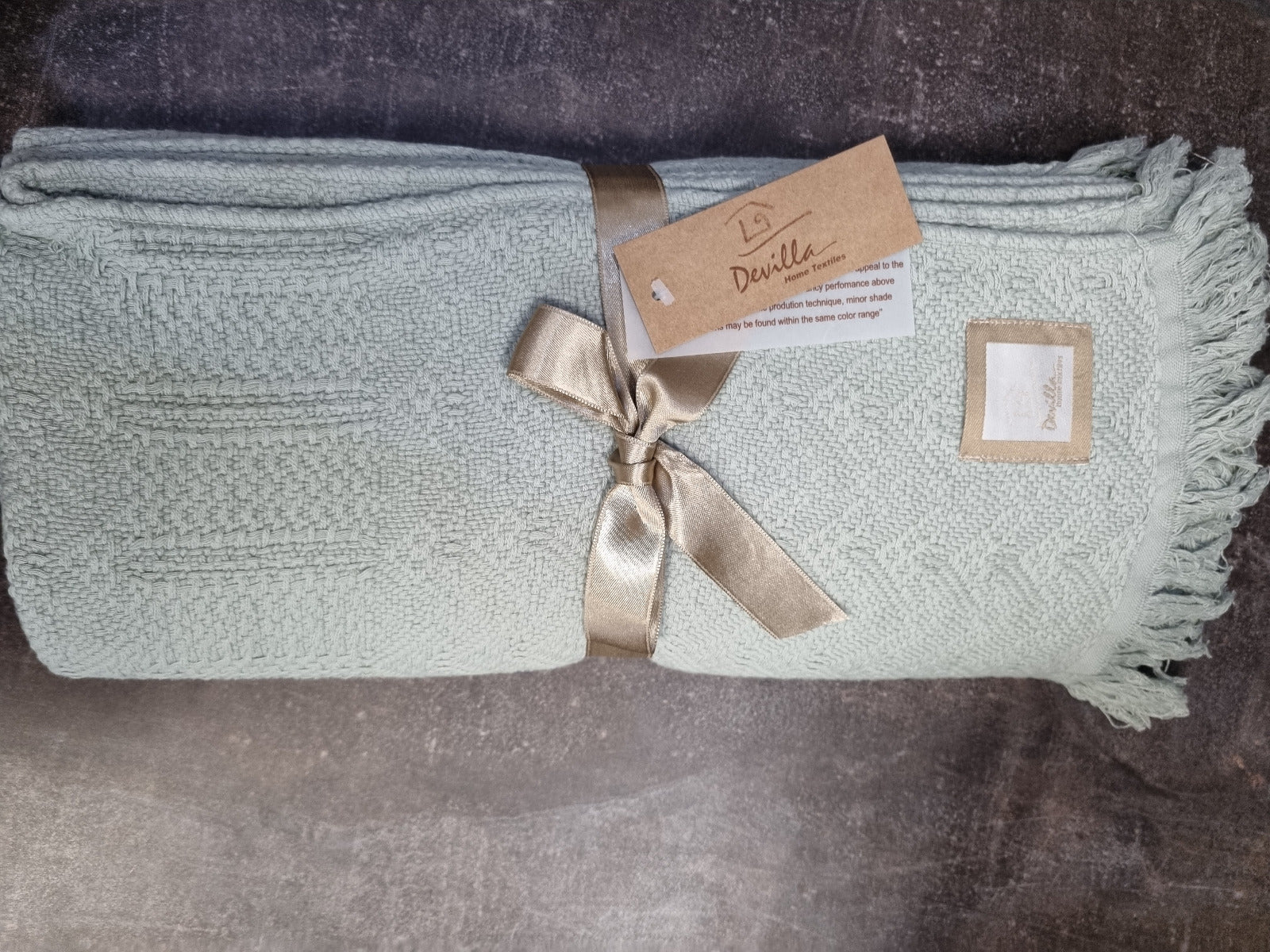 Pleds LACE, 100% kokvilna, stonewashed, zaļš