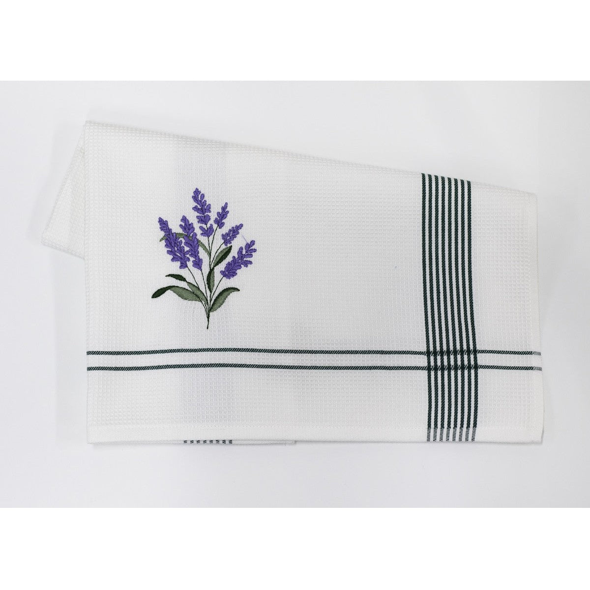 virtuves dvieļis ar izšuvumu, 50x70, 100% kokvilna, 260 g/kvm, vafeļaudums, izšūtis raksts lavanda