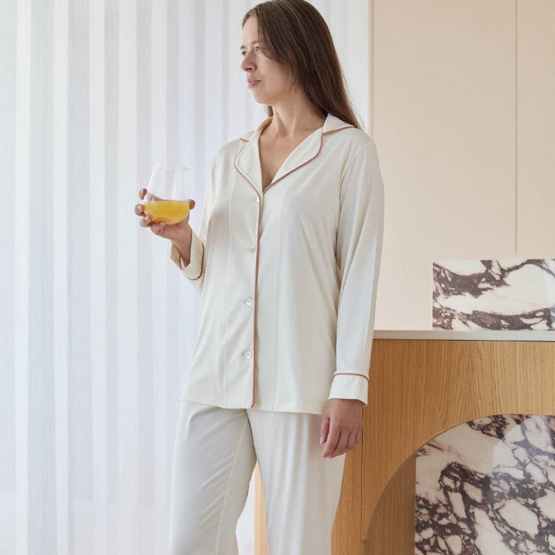 Pidžama MIA, 67% tencel, 33% kokvilna, trikotāža, gaiši bēša, interjerā